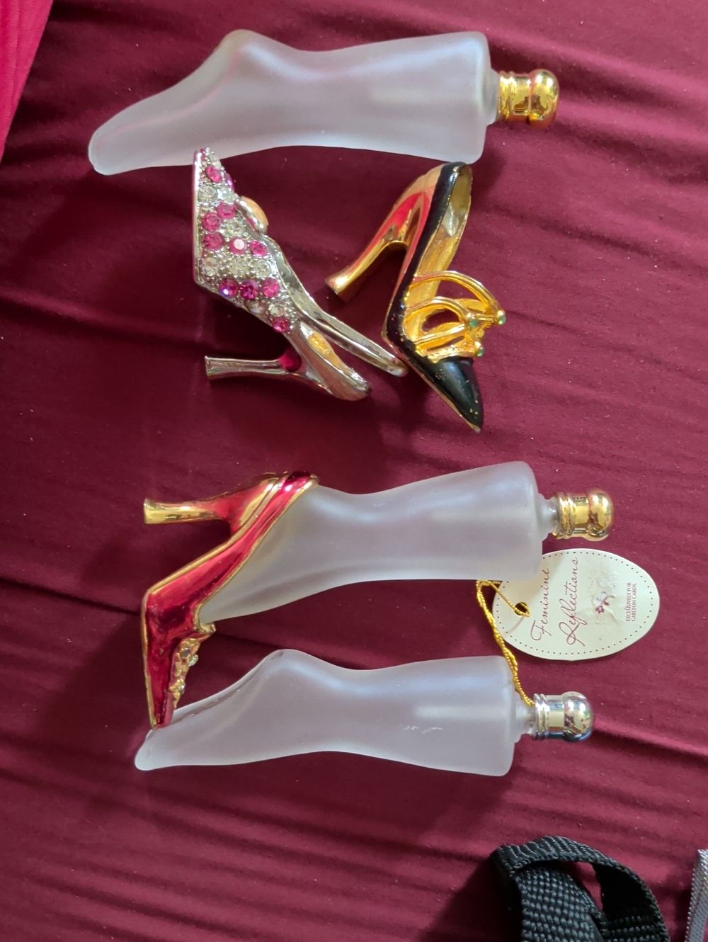 Decorative Women's High Heel Ornament - Pink and Gold Accent